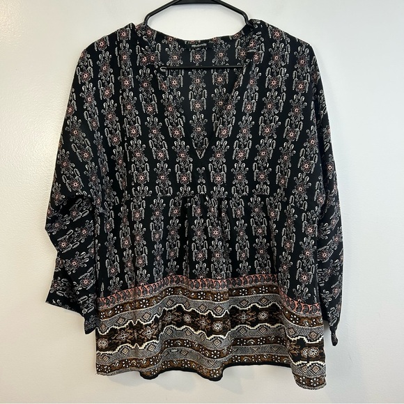 Madewell Bohème Popover 100% Silk Boho V-neck Blouse Size Medium - Picture 2 of 13